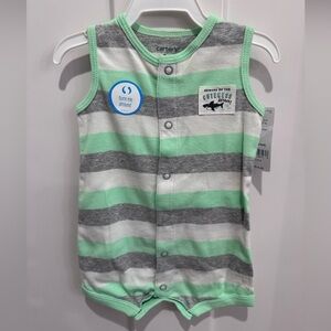 Carter's Green and Gray Striped Baby Romper
